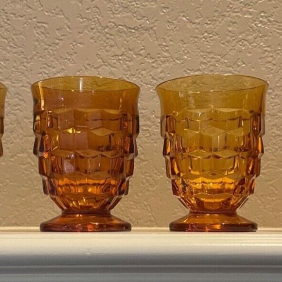 Dining Indiana Whitehall Amber Cubist Juice Glasses 3 34 Set Of 4 Poshmark